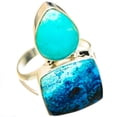thumbnail image 2 of Large Shattuckite, Amazonite Ring Size 11 (925 Sterling Silver)  - Handmade Boho Vintage Jewelry RING127779, 2 of 3