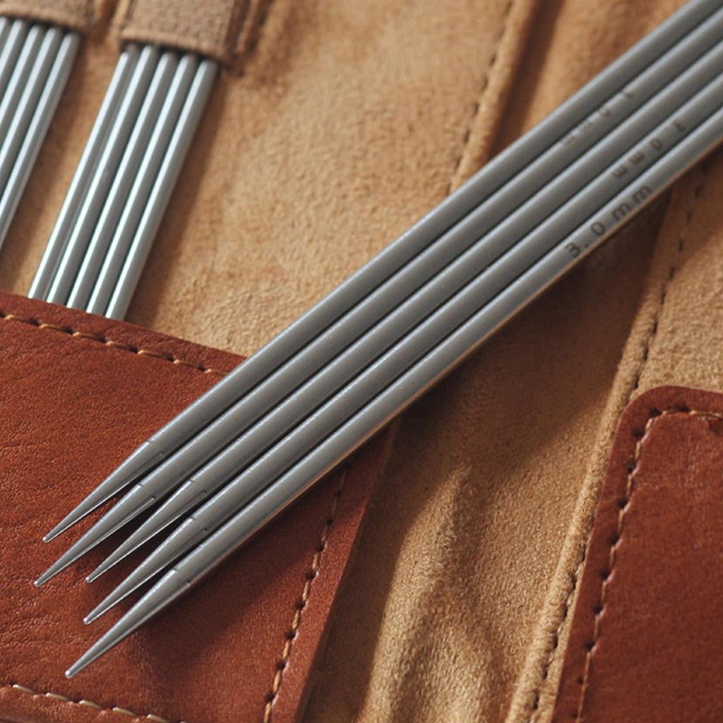 35Pcs Double Pointed Pointed Knitting Needle 15.0cm Stainless Steel Straight Knitting Needle Set for Knitting Weaving