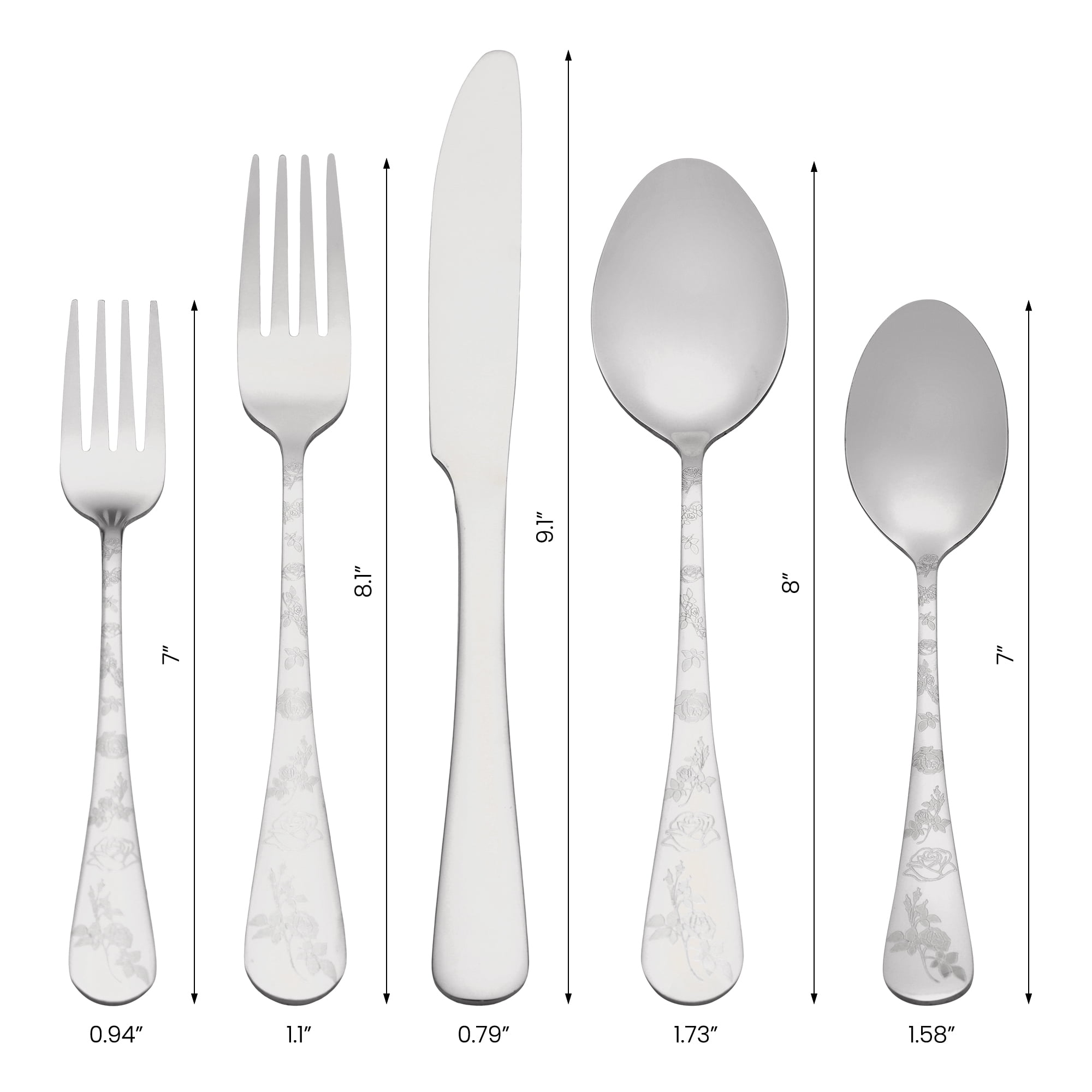 Unique Bargains 30 Piece Silverware Set for 6 Stainless Steel Floral Flatware Silver 30