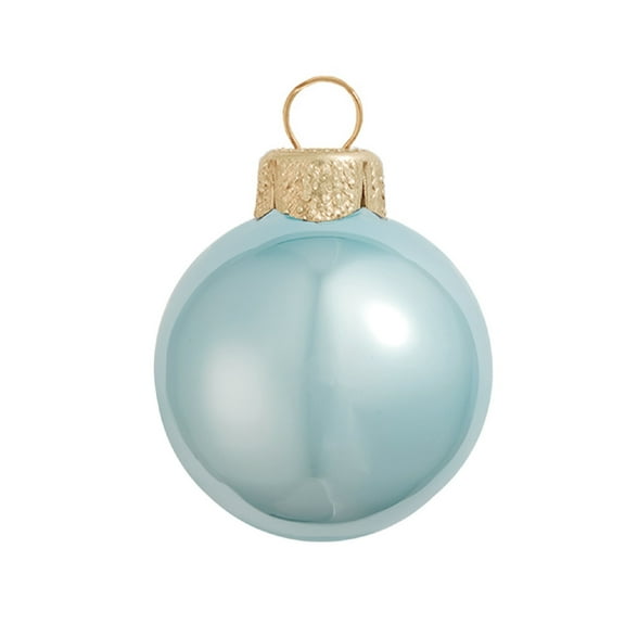 2ct Pearl Sky Blue Glass Ball Christmas Ornaments 6" (150mmn)