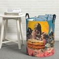 thumbnail image 6 of Susaid Psychedelic Band Hotdog Art Print Waterproof Oxford Cloth Storage Circular Laundry Hamper BasketCapacity for Home-Medium, 6 of 6