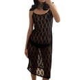 thumbnail image 3 of Coduop Women Sling Dress,Spaghetti Straps See-through Lace Flower Midi Dress for Club Party, 3 of 7