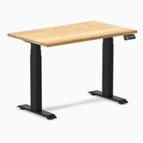 Desky Dual Mini Hardwood Sit Stand Desk - White Oak / 40" X 24" / Matte Black