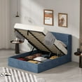 thumbnail image 2 of Relax & Rejuvenate Full-Size Wingback Headboard Modern Linen and Metal Platform Bed, Misty Blue, 2 of 2