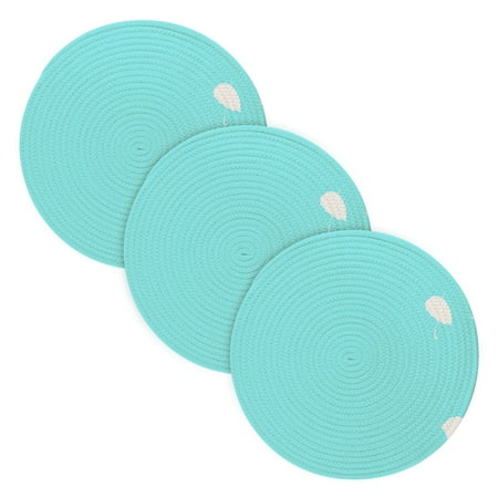 

Elegant Umbrellas on Blue Coil Dish Mat Set 3 Pack 15 Round Heat-Resistant Durable Soft Polyester