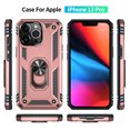 thumbnail image 6 of Feishell Hybrid Armor Phone Case for iPhone 13 Pro,Military Grade Shockproof 360 Rotatable Metal Ring Holder Kickstand Support Magnetic Car Mount Dual Layer Protective Phone Cover,Rosegold, 6 of 8