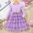 thumbnail image 6 of Tisuna Toddler Valentine Dress For Girls Heart Print Long Sleeve Crew Neck Dresses Elegant Beauty Little Girls Festival Spring Summer Outfits Purple Size 5-6 Years, 6 of 9