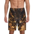thumbnail image 1 of Balery Cool Black Gold Dragon Pantalones cortos de pijama de punto de algodón para hombre con cinturilla y bolsillos-Large, 1 of 6