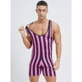 thumbnail image 3 of YIZYIF Mens One Piece Swimsuit Stripes Print Water Sports Speed Dry Surfing Bodysuit Hot Pink S, 3 of 7