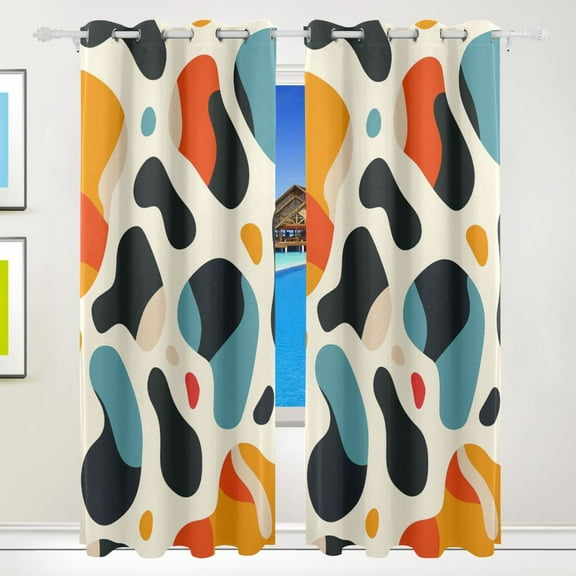 Teardrip Oval Curtains Black Out 72 Inch Length Curtains for Sliding Glass Doors Bedroom Living Room 2 Pack