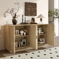 thumbnail image 4 of Harper & Bright Designs Large Sideboard Cabinet with Storage, Wood Buffet Cabinet with Semi-Circular Handles and Adjustable Shelves, Natural, 4 of 18