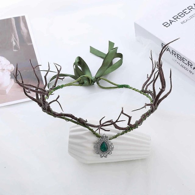 Woodland Antler Forest Elves Fairys Headband Circlet For Women Girls Renaissance Halloween ,Christmas, Birthday Cosplay Wedding Accessory Flye1982