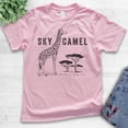 thumbnail image 2 of Kids Sky Camel Shirt, Youth Kids Boy Girl T-Shirt, Funny Giraffe Shirt, Safari Shirt, Light Pink, X-Small, 2 of 4