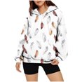 thumbnail image 4 of MaFYtyTPR Hoodies for Women Printing Women's Fashion Printed Casual Round Neck Pleated Long Sleeve Tops with Pocket, 4 of 5