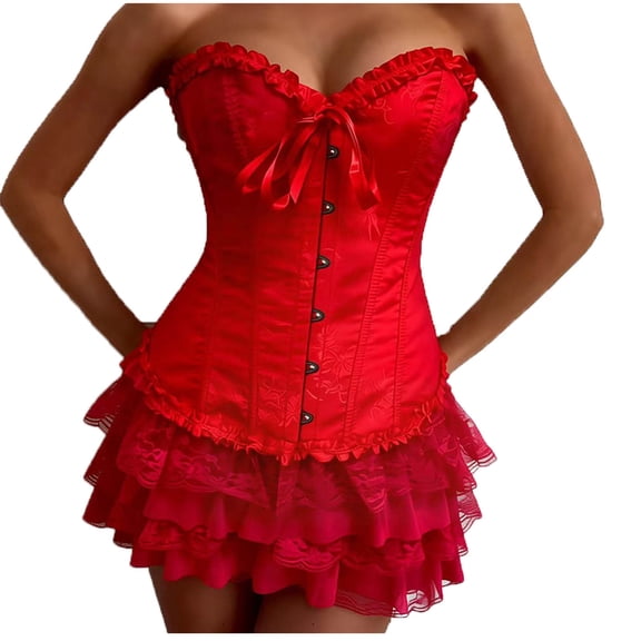 Cavosen Ruffle Skirt Women Lace Loose Elastic Waist Mini Skirt Ladies Party Breathable Summer Skirt Wine S