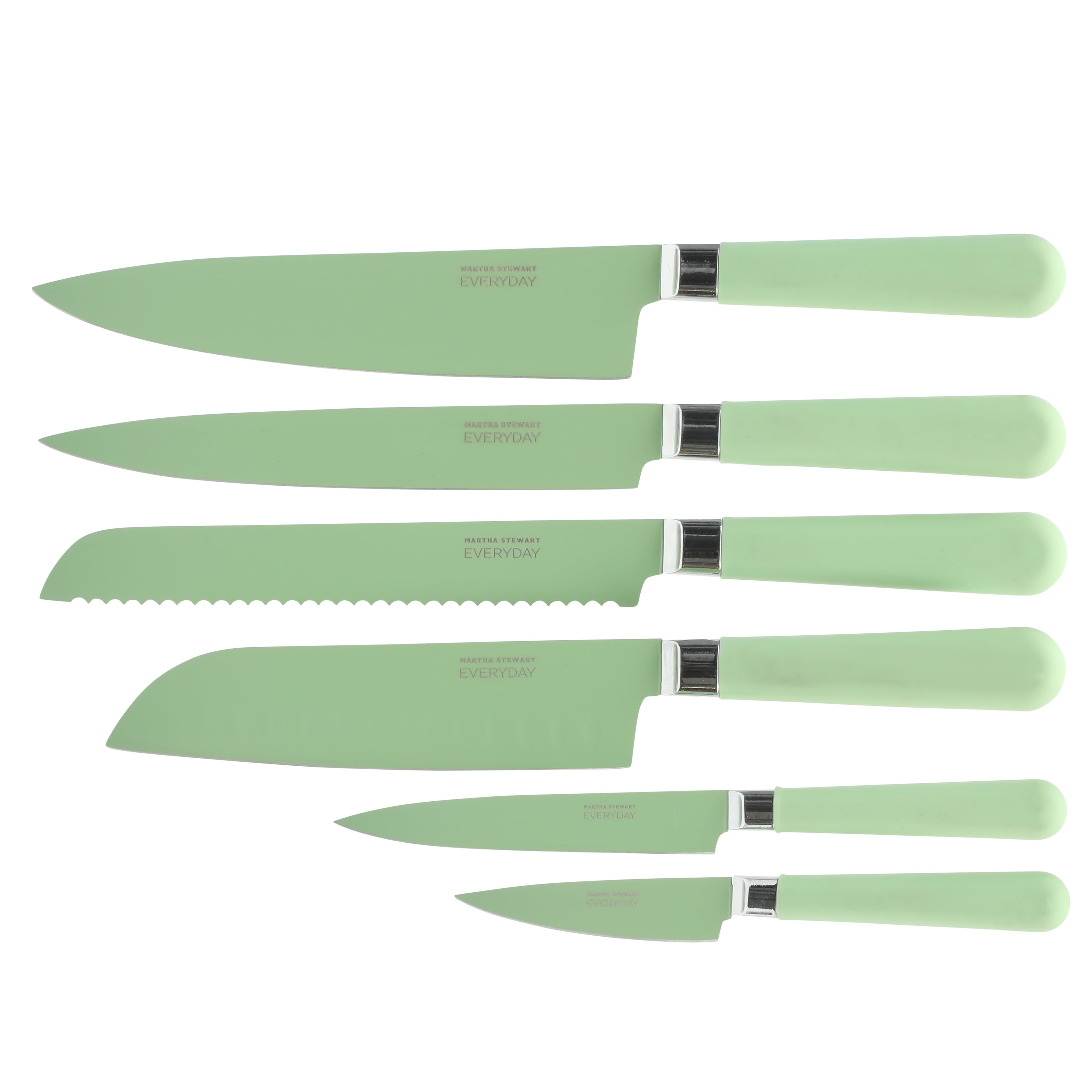 Martha Stewart Everyday Keston 6-Piece Stainless Steel Knife Set with Ergonomic Handles, Sage
