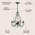 thumbnail image 2 of JONATHAN Y Maura 5-Light 17" Crystal/Metal LED Chandelier, Black, JYL9016A, 2 of 9