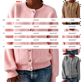 thumbnail image 3 of Women's Button Front Knit Cardigan, Round Neck Long Sleeve Sweater, Soft Open Front Cover Up, Casual Loose Fit Top, Cozy Fall Winter Layering Piece Khaki M, 3 of 5