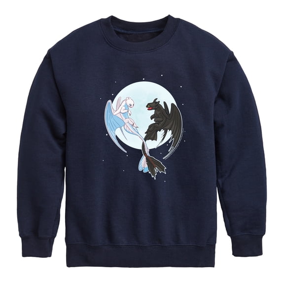 How to Train Your Dragon - Night And Light Moon Graphic Long Sleeve Fleece Sweatshirt