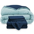 thumbnail image 2 of Bare Home Microfiber 5-Piece Dark Blue/Light Blue Comforter, Dark Blue Sheet Set Reversible Bed in a Bag, Full XL, 2 of 6