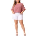 thumbnail image 6 of Agnes Orinda Women's Plus Size Top Swiss Dots Blouse Round Neck Ruffle Sleeve Casual Tee Shirt 2X Dark Pink, 6 of 8
