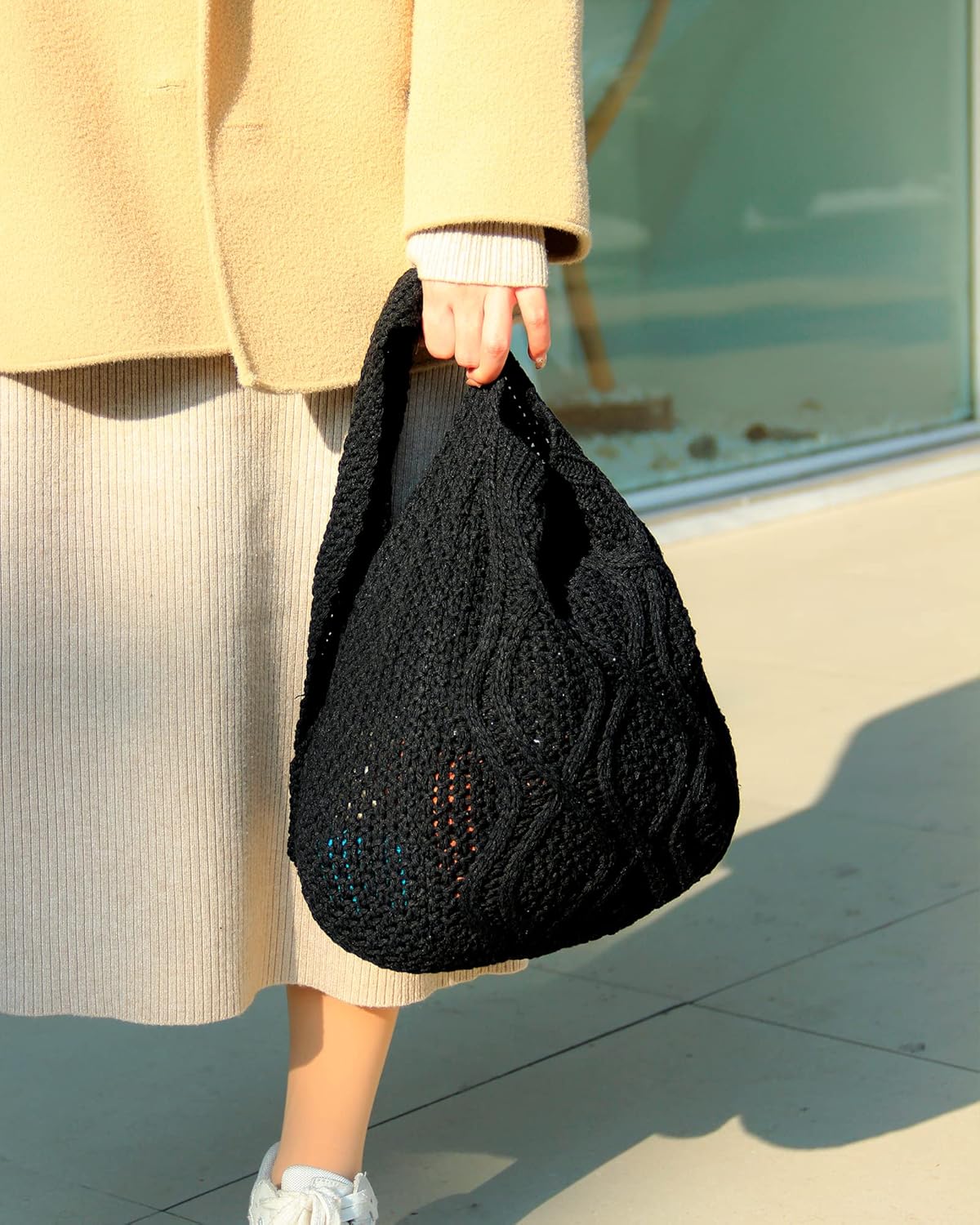 CAILDANL Handmade Crochet Bag–Boho Chic Shoulder Bag, Aesthetic Kinted Bag,Cute Crossbody Bag,Beach, Shoppingor Daily Use