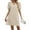 Khaki, variant on Womens Summer Elegant V Neck Shift Dresses Casual Puff Short Sleeve Solid Color Short Boho Beach Dresses Loose Fit