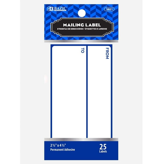 BAZIC Mailing Label 4 1/2"X2 1/2" Shipping Labels, 25-Count