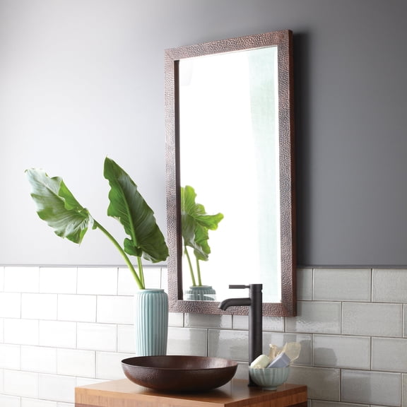 Native Trails Milano Hand Hammered Copper Medium Rectangle Mirror - 40" x 28" Antique Copper