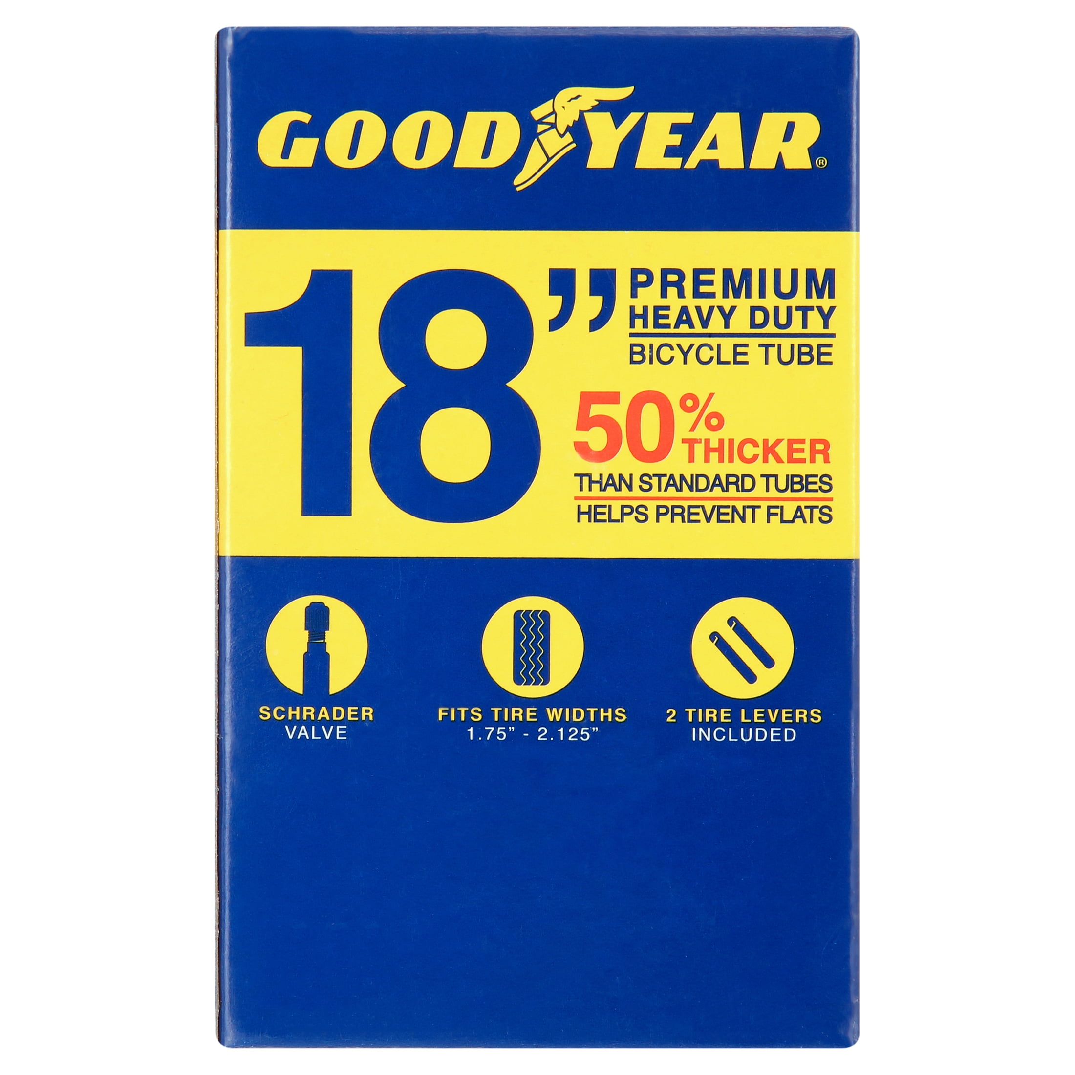 Goodyear 18" x 1.75"-2.125" Heavy Duty Bike Tube, Black, Shrader Valve