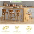 thumbnail image 5 of ANHDAH Mid Century Modern Bar Stools Set of 2, Wood Counter Height Chairs with Backrest and Footrest for Kitchen Island Breakfast Nook, 5 of 7