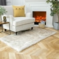 thumbnail image 5 of Phantoscope Ultra Soft Faux Fox Fur Series Decorative Indoor Area Rug 3x5 Feet Rectangle, White with Brown Tip, 1 Pack, 5 of 8