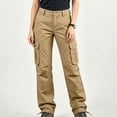 thumbnail image 4 of Karymi Wide Leg Pants Woman Solid Straight Leg Cargo Pants, Multi Pockets Outdoor Hiking Casual Drawstring Cuff Work Long Trousers, 4 of 6