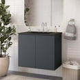 thumbnail image 2 of Sink Vanity Cabinet, Wall Mount, Grey Gray Black, Ceramic, Melamine, Modern Contemporary, Hotel Bedroom Bathroom Master Suite Guest, 2 of 9