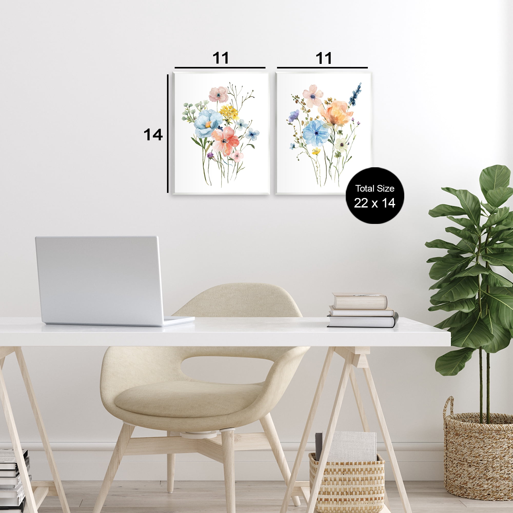 Stupell Industries Wildflower Sprig Bundles 2 Piece Wall Plaque Art Set, design by Livi Finn