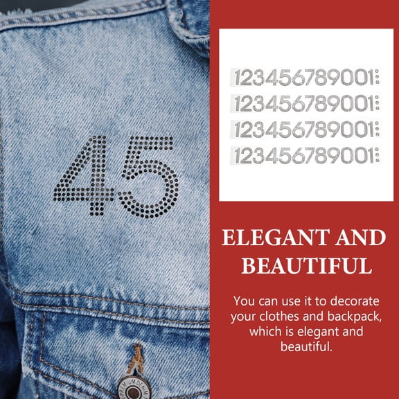 ETEREAUTY 40Pcs Decorative Rhinestone Number Patches Iron on Sewing Applique for Clothing