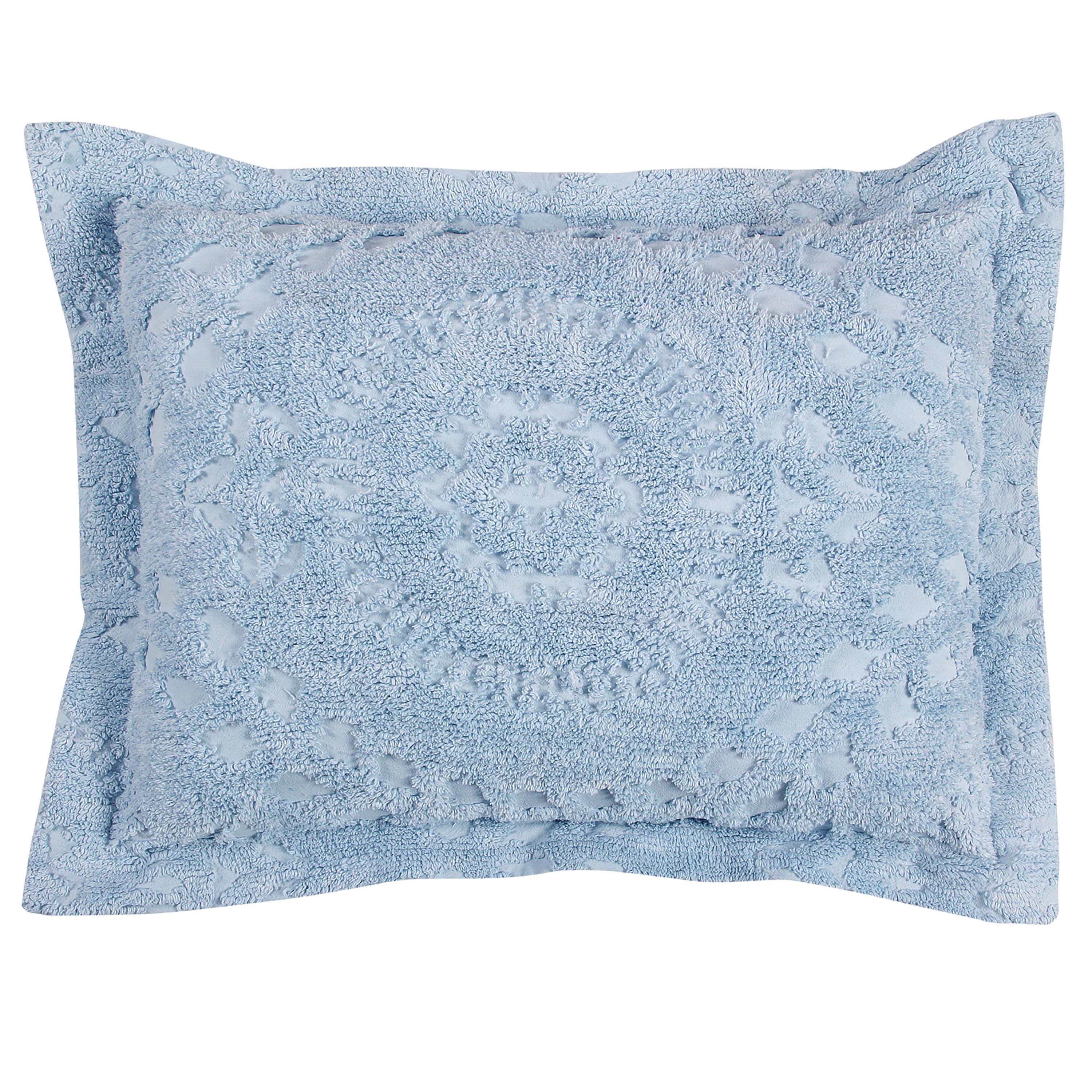 Better Trends 2 Piece Twin Bedspread Set 100% Cotton Chenille Tufted Medallion Pattern Soft & Luxurious Feel, Perfect for Gifting and All Seasons, Machine Washable (Blue) Rio Collection
