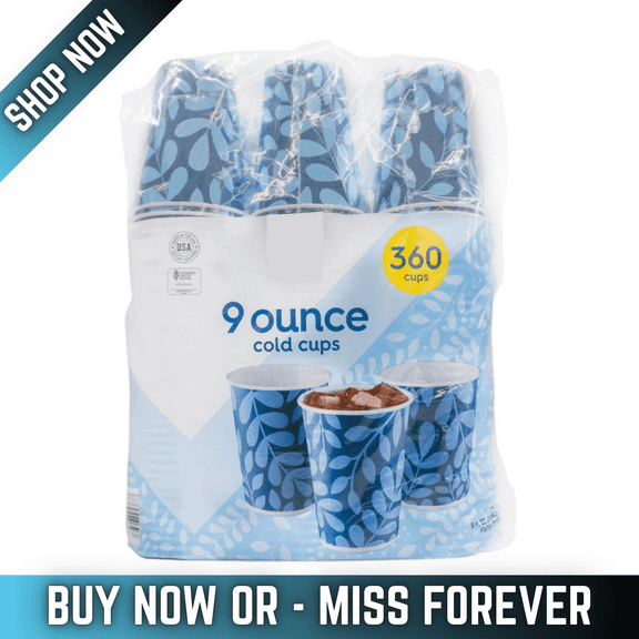 Printed Paper Bath Cold Cups, 9 oz, Disposable, 360 Count