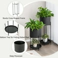 thumbnail image 6 of Costway 2 Metal Planter Pot Stand Modern Decorative Flowerpots Set with Drainage Holes, 6 of 10