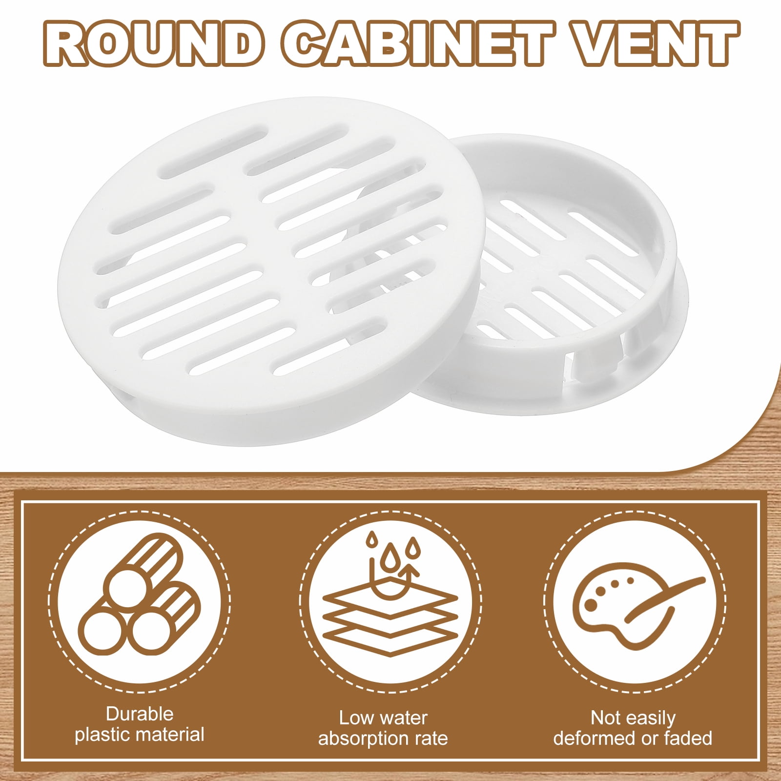 Uxcell 25pcs Round Cabinet Vent 2.36" (60mm Openings) Plastic Circular Soffit Exhaust Vent Soffit Louver Vent Mesh Hole for Bathroom Home Office Kitchen Cabinet Wardrobe, White