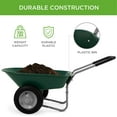 thumbnail image 3 of CHTER Dual-Wheel Home Utility Yard Wheelbarrow Garden Cart w/Built-in Stand for Lawn, Gardening, Construction - Green, 3 of 7