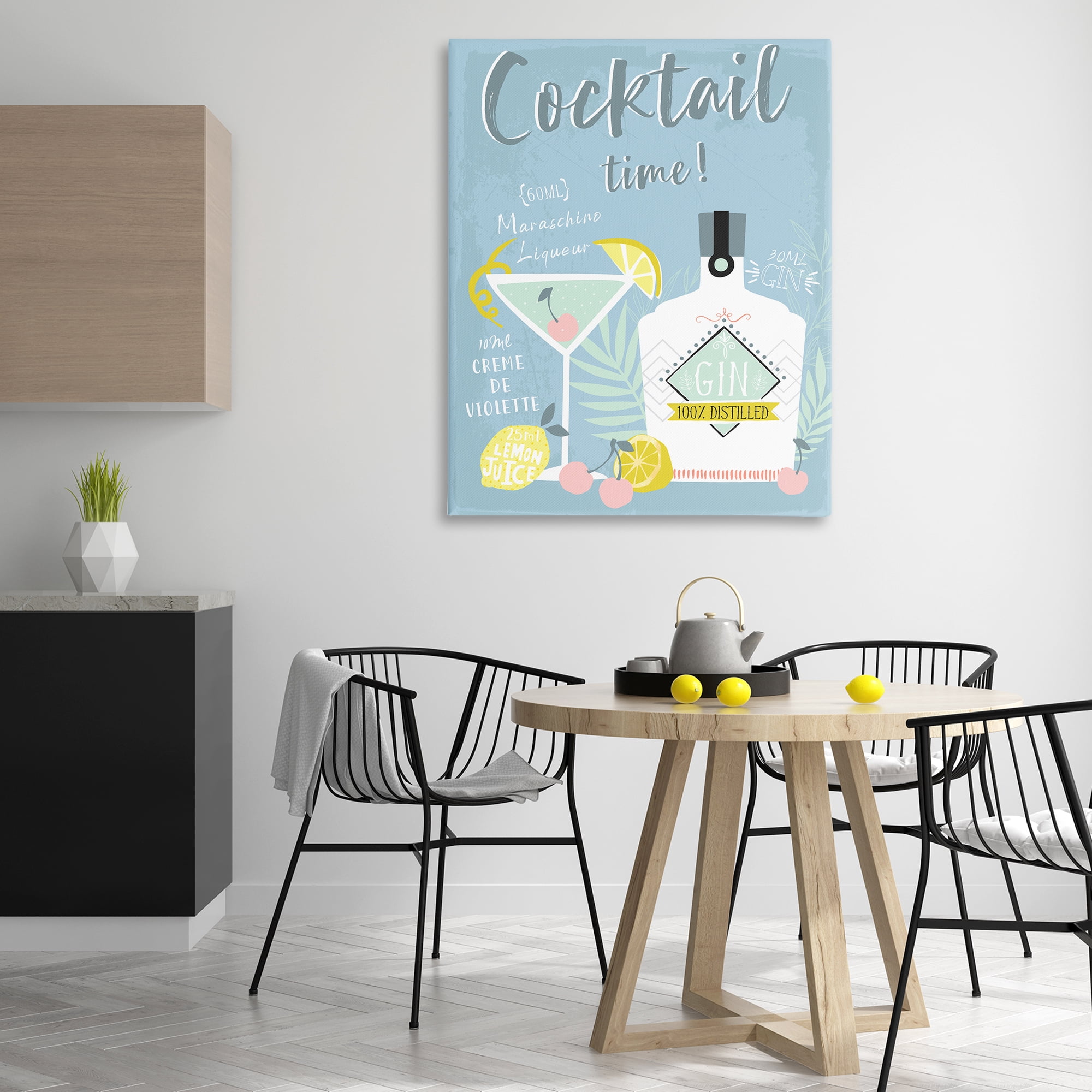 Stupell Industries Cocktail Time Gin Recipe Food & Beverage Painting Wrapped Canvas Art Print Wall Art, 36 x 48