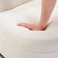 thumbnail image 6 of Soges Modern Accent Velvet Slipper Chair, Upholstered Armless Chair, Sofa Side-Chair with Wooden Legs, Tufted Reading-Chair for Living Room Bedroom Apartment Small Spaces, Beige, 6 of 11