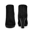 thumbnail image 2 of BLISSFUL STEP Women's Ankle Boots Chelsea Platform Chunky Heel Round Toe Faux Suede Boots Black 9.5, 2 of 6