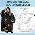 thumbnail image 4 of Oversized Wearable Blanket Hoodie,Black Gold Sun Moon Star Pattern Sherpa Blanket Hoodie with Super Pockets,Super Warm Fuzzy Pullover for Women & Men, 4 of 6
