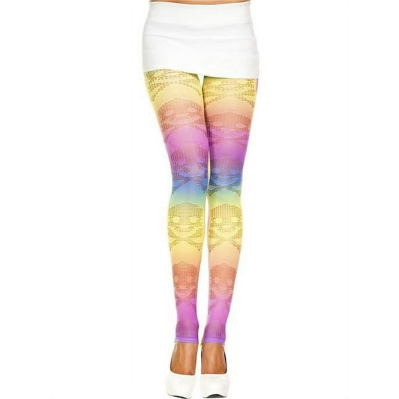 Music Legs Women's Women's Cross bone design rainbow leggings 35121-RAINBOW
