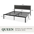 thumbnail image 4 of Amolife Queen Size Metal Bed Frame with Upholstered Headboard, Dark Grey, 4 of 8