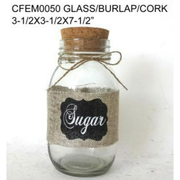 7.5" Brown and Clear Sugar Glass Bottle with Lid