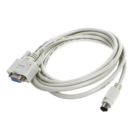 DB9P to 8P Mini Din RS232 Download Cable White 8.2 Ft for PLC -EH