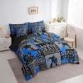 thumbnail image 3 of Manfei Skate Gamer 7-Piece Twin Bedding Sets,Blue Splashing Ink Bedding Comforter Set,Vintage Geometric Plaid Sheet Sets For Boys Teens,Ultra Soft Home Decor Reversible, 3 of 8